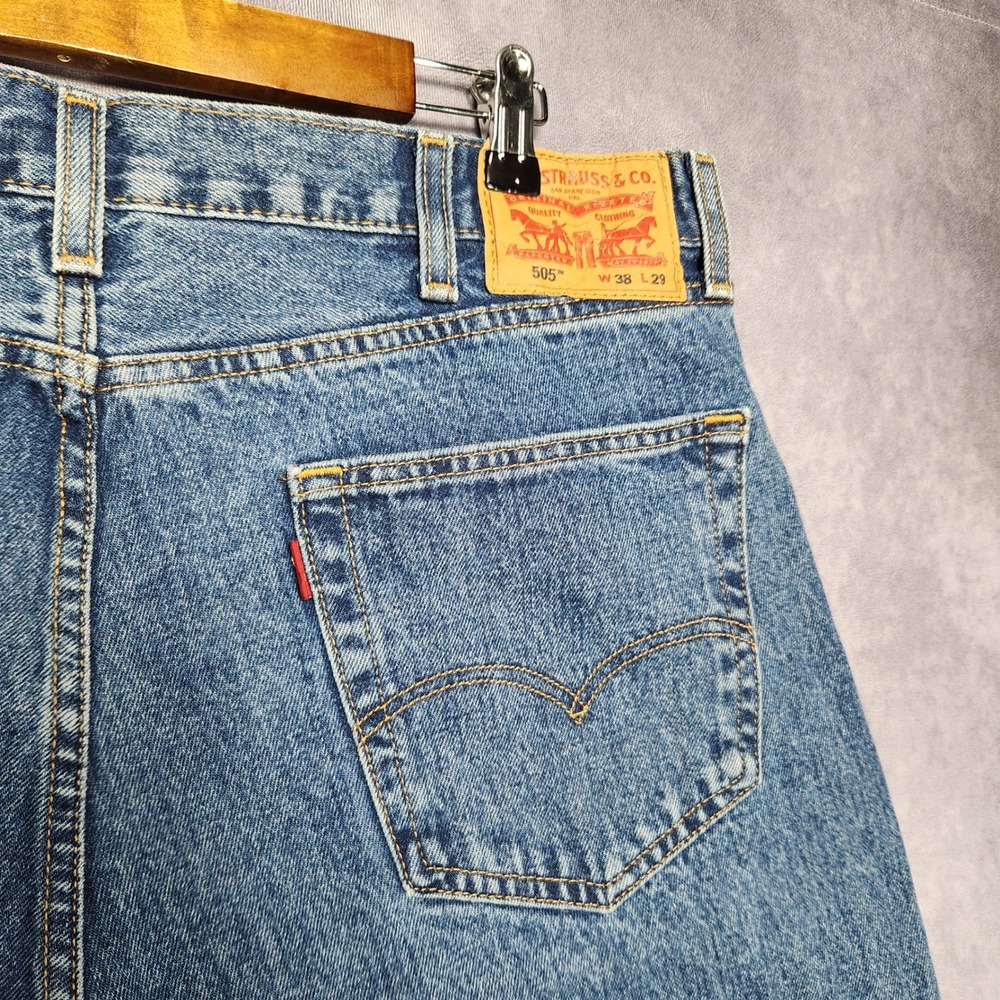Levi's 505 Regular Fit Mens Jeans size 36‎ 38x29 Blue Straight Leg Classic Denim - Picture 5 of 14